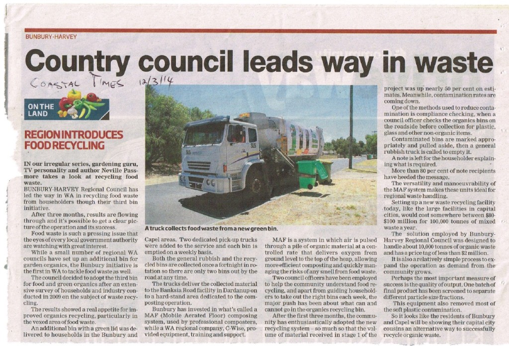 Food waste recycling Bunbury CC WA MAF Composting Systems